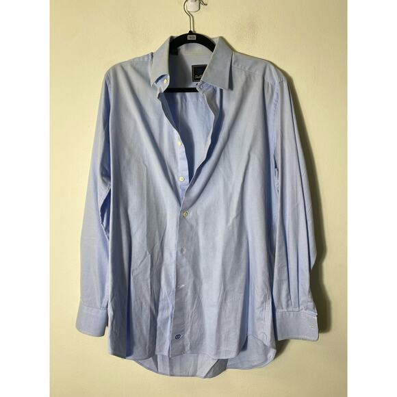 Men's David Donaho Blue Button Down Dress Shirt Sz 16.5/35/35 Trim - Picture 1 of 4